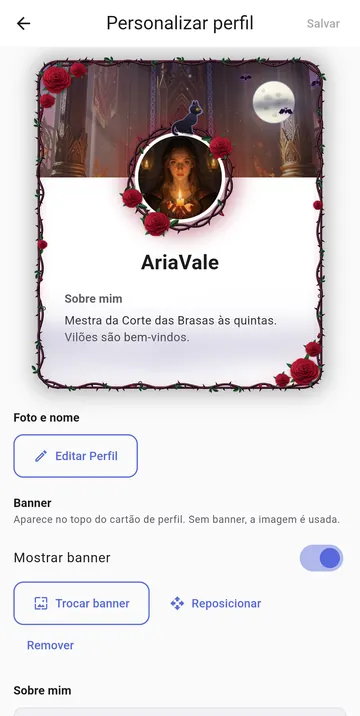 Personalizando o perfil: foto, banner e o visual do cartão